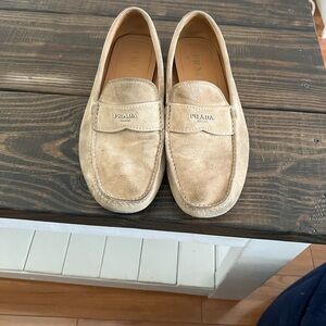 Prada Men's Beige Suede Loafers